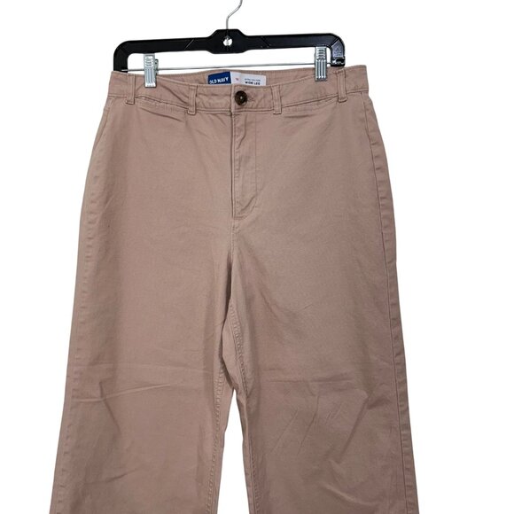 Old Navy Womens High-Rise Wide Leg Pants Size 10 SHORT  Beige Cotton Blend - Picture 2 of 11
